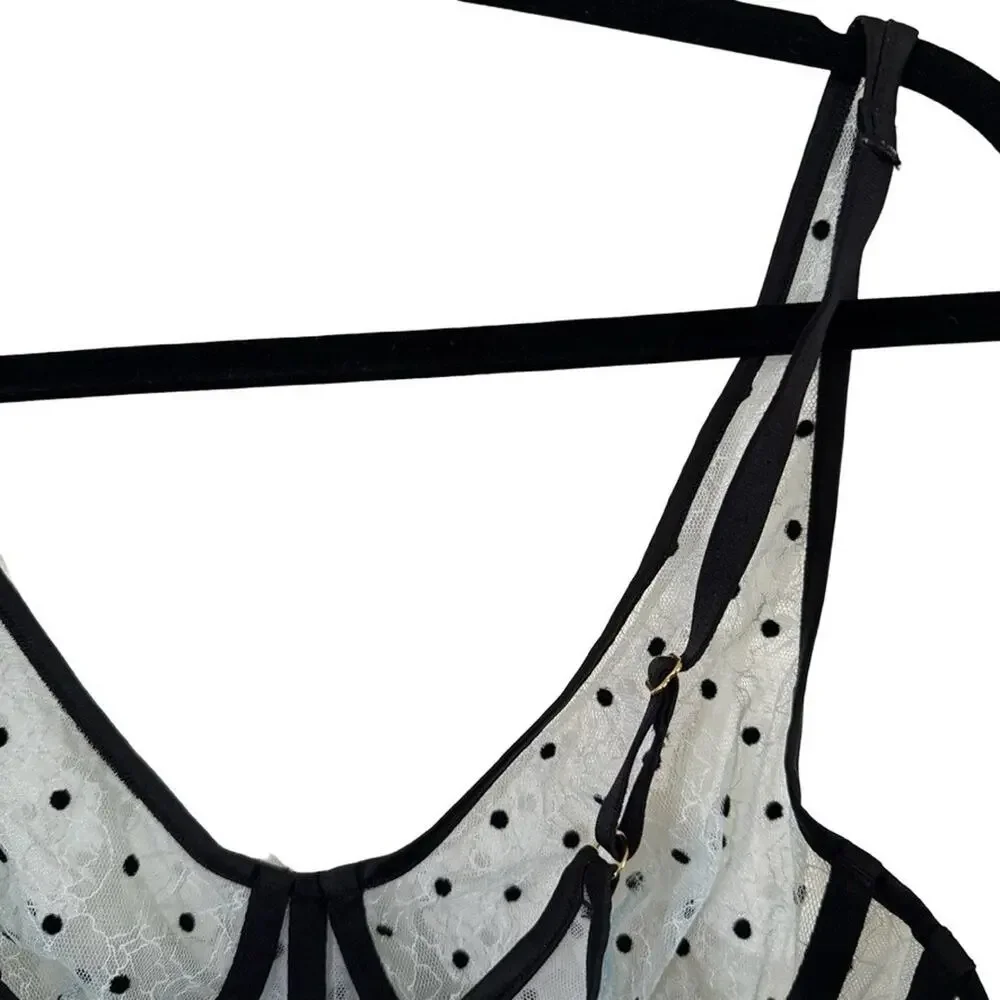 Victorias Secret Unlined Plunge Blue Black Lace Sheer Underwire Bra NWT sz 36B